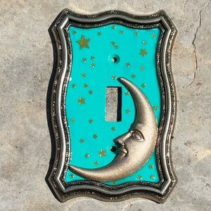 Celestial Light Switch Cover Vintage 90s Celestial Style Whimsigoth Decor Aqua